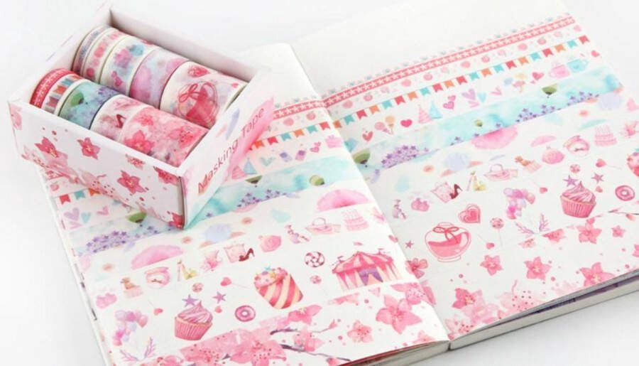 Merkloos Sans marque Gefeliciteerd met je Verjaardag Washi Tape Pakket Doos | Verschillende Washi Tapes | Bloemen Feestjes Taart Cupcakes Slingers Feesthoedjes Washi Tape | Masking Tape | Bullet Journal | Journalling | Journal | Plakboeken | Inpakken | Versieren