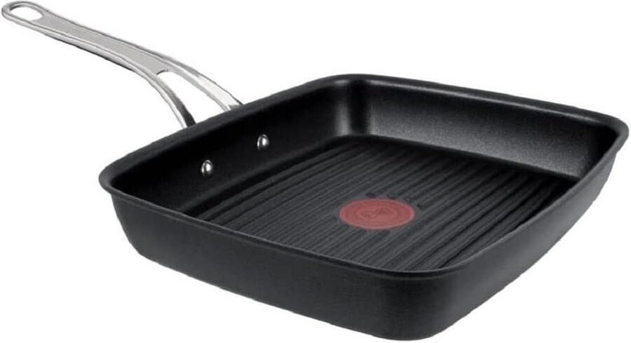 Gegoten aluminium grillpan 27 cm x 23 cm geribbeld antiaanbaklaag inductie & ovenbestendig