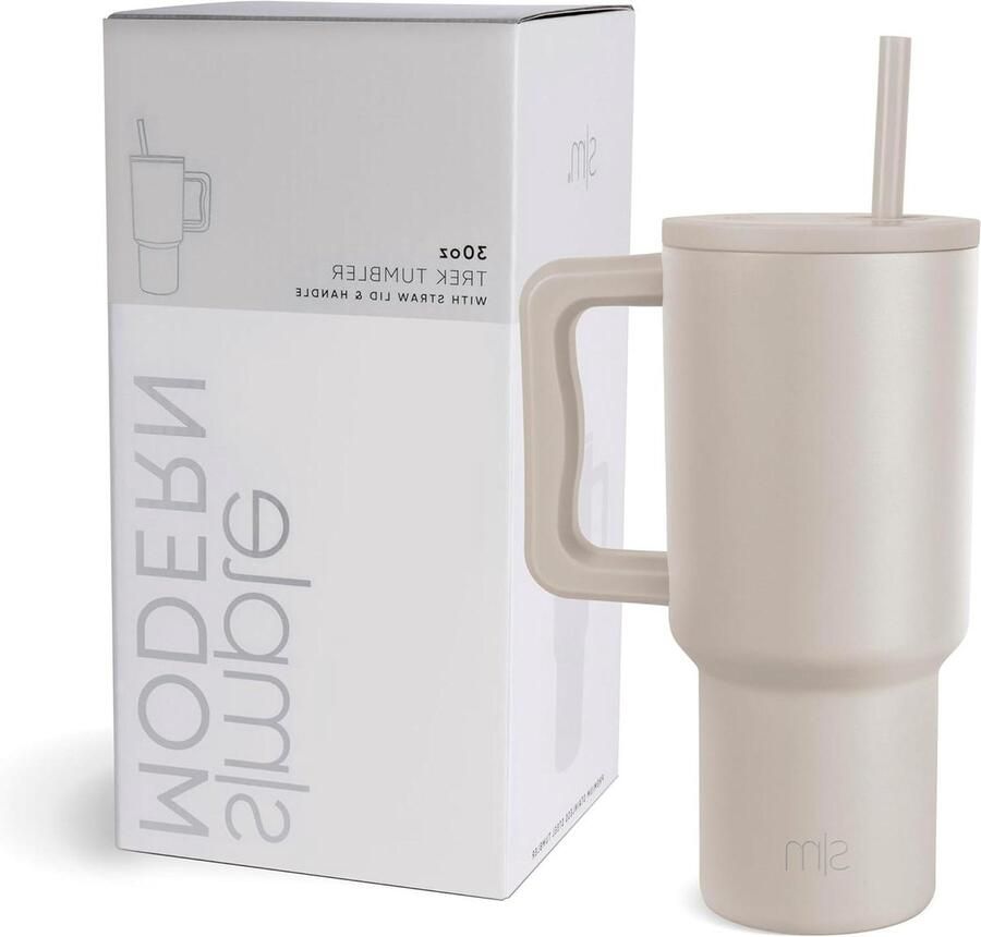 Geïsoleerde 30 oz beker met handvat en rietjesdeksel Herbruikbare roestvrijstalen waterfles Reismok bekervriendelijk Geschenken voor vrouwen Geschenken voor mannen Geschenken voor hem Geschenken voor haar Trek Collectie
