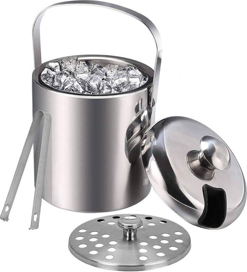 Geïsoleerde ijsemmer 13 l dubbelwandig roestvrij staal Met klemmen handvat deksel Ijszegels koeler champagne Voor flessen bar verjaardagen feesten picknicks Ljsemmer