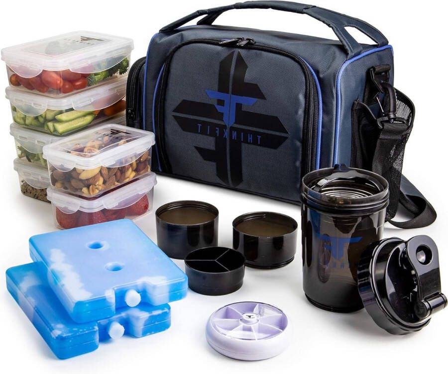 Geïsoleerde Maaltijdvoorbereidingstas BPA-vrij 6 Mealprep Bakjes Magnetron- en Vriezerbestendig Shakebeker Dubbele Isolatie