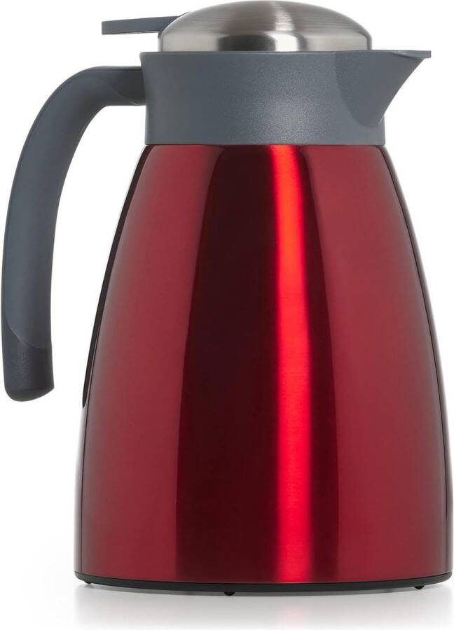 Geïsoleerde thermoskan 1l van roestvrij staal dubbelwandig geïsoleerd koude en warme karaf matte afwerking rood