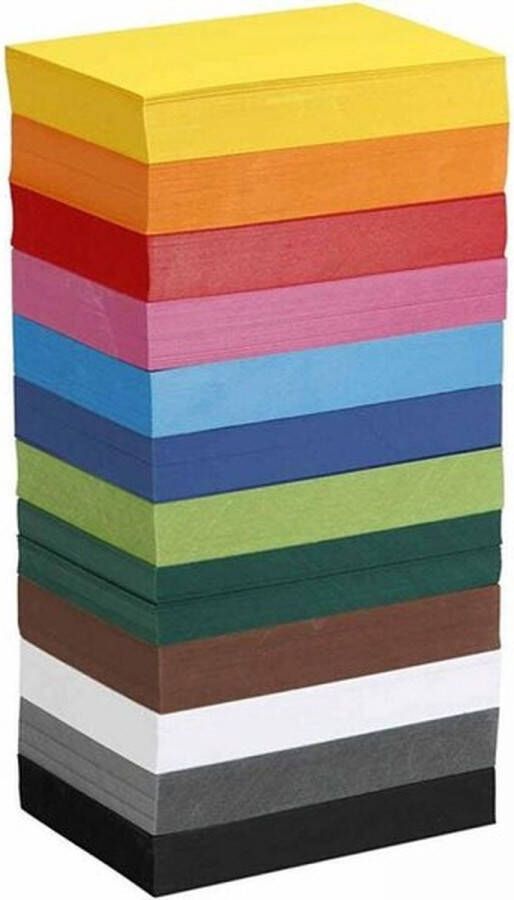 Creotime Karton Hobbykarton 12 Verschillende Kleuren DIY Kaarten Maken Knutselen A6 10 5x14 8cm 180 grams 12x100 vellen