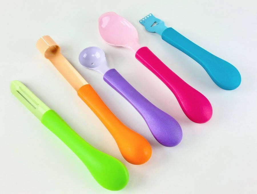 Gekleurd Keukengerei (5st) Lepel ijs Meloen lepel Schilmesje Zester Appelboor Stainless Steel