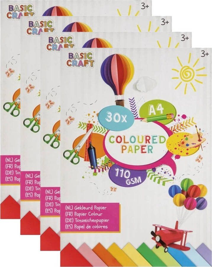 Gekleurd papier 120 vellen A4-formaat knutselpapier tekenpapier