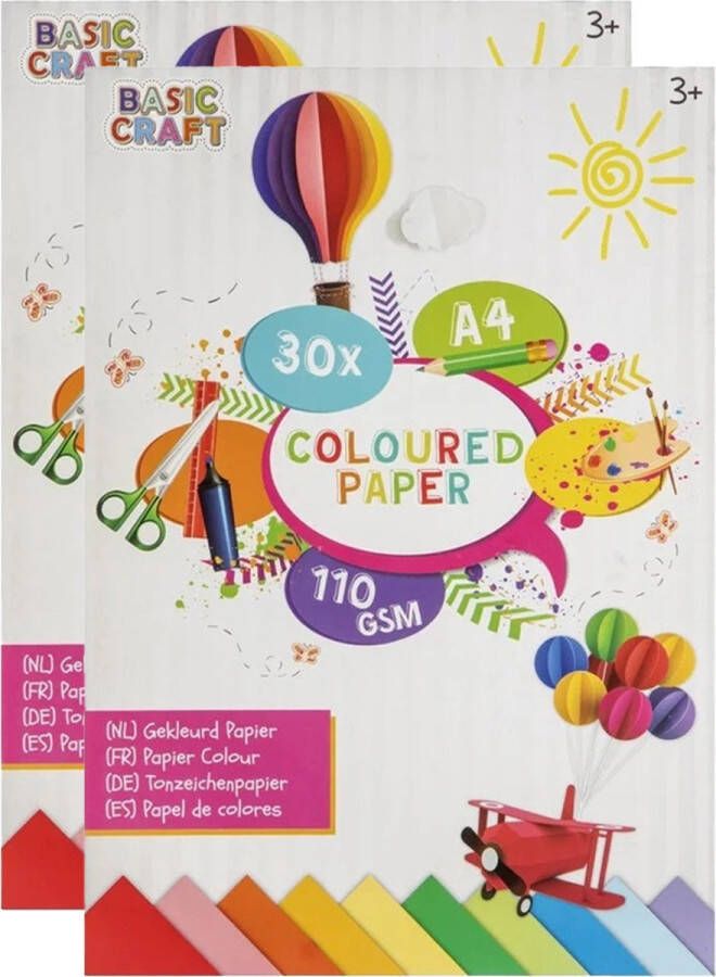 Gekleurd papier 60 vellen A4-formaat knutselpapier tekenpapier