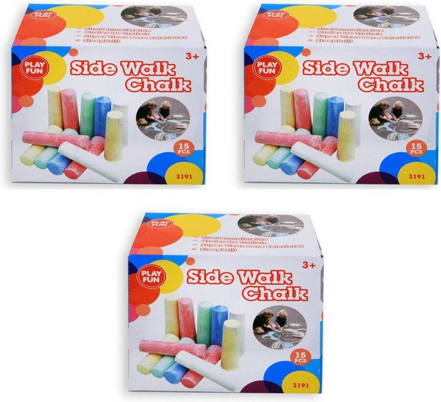 Merkloos Sans marque Gekleurd stoepkrijt in doosje 45 stuks 10cm