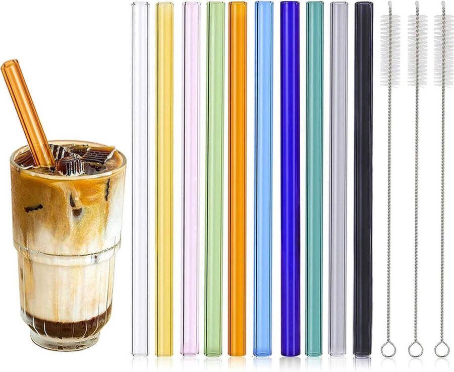 Gekleurde glazen rietjes set van 10 kleurrijke rietjes van gekleurd glas Glazen rietjes