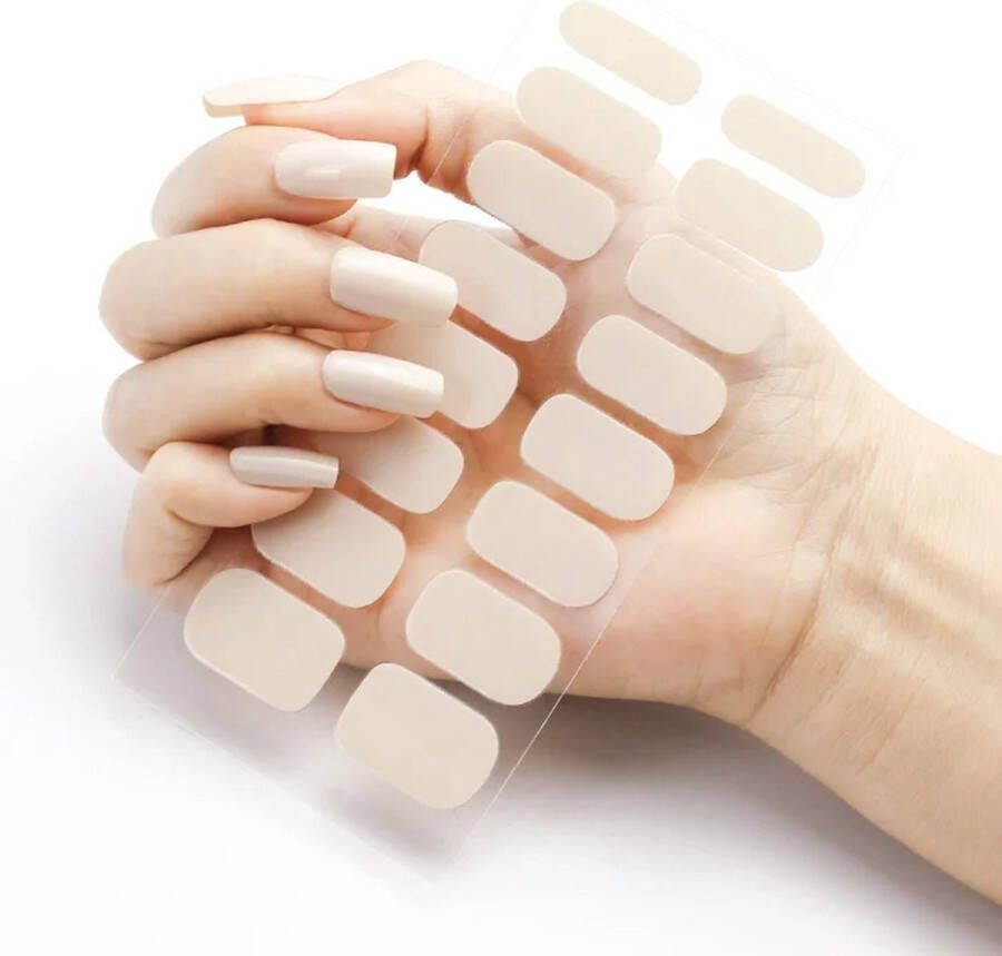 Gel Nagel Stickers UV Stickers Gel Nagels Zelfklevende Nagels Gel Nagel Wraps Voorgehard Beige