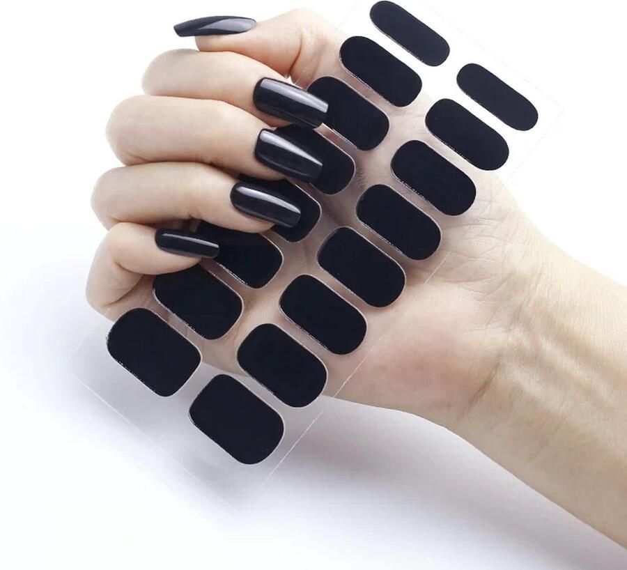 Gel Nagel Stickers UV Stickers Gel Nagels Zelfklevende Nagels Gel Nagel Wraps Voorgehard Zwart