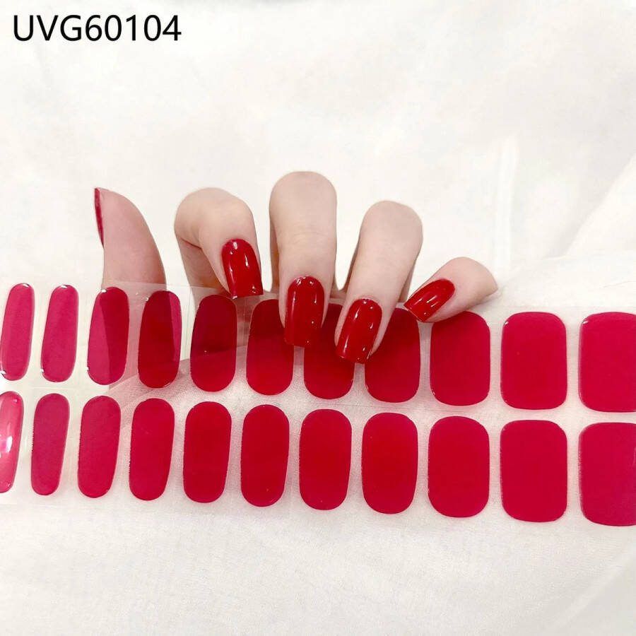 Gel Nagel Stickers UV Stickers Gel Nagels Zelfklevende Nagels Inclusief alcohol doekjes Nagelvijl en Schaduwzakje Rood