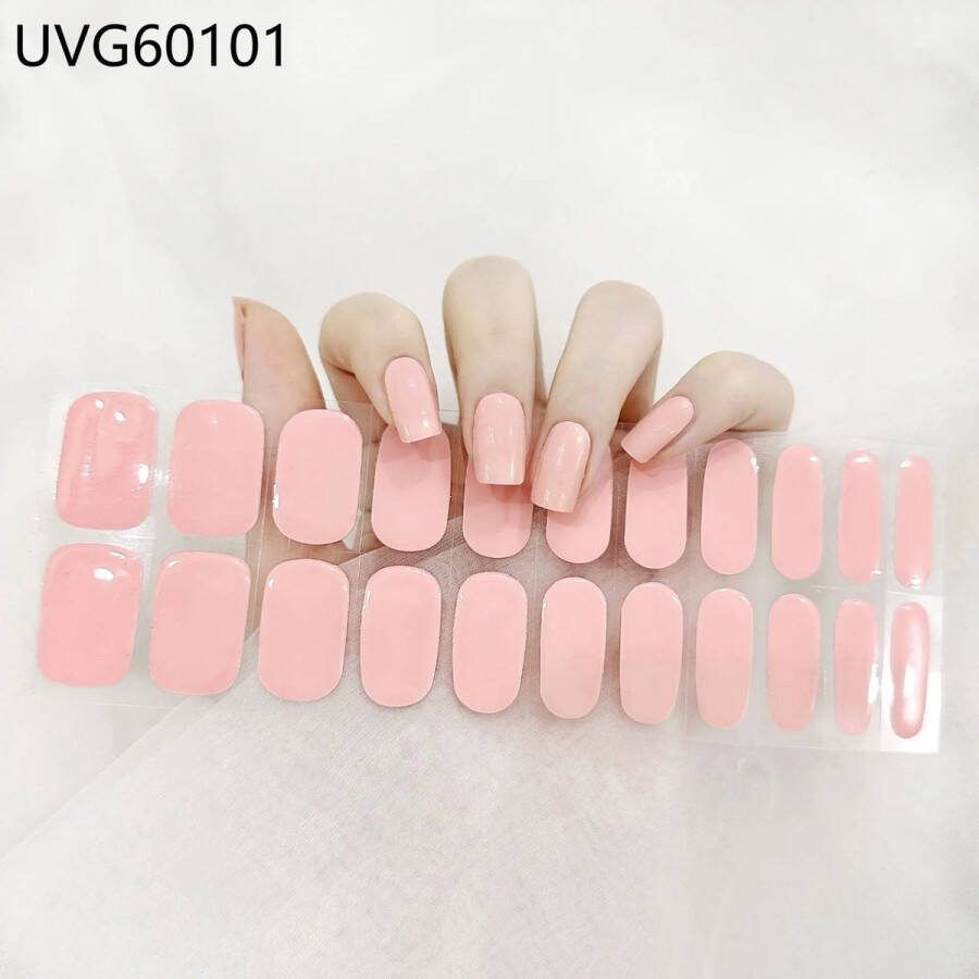 Gel Nagel Stickers UV Stickers Gel Nagels Zelfklevende Nagels Roze Inclusief alcohol doekjes Nagelvijl en Schaduwzakje Roze