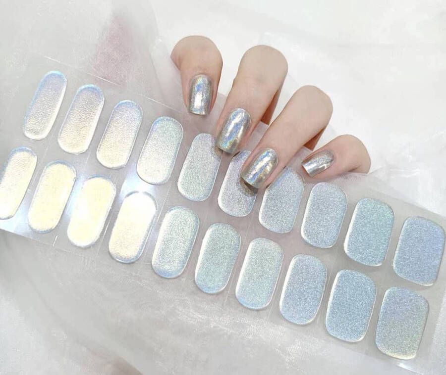 Gel Nail Wraps – Festival Nails Wraps– Gel Nagel Wraps – Gel Nail Stickers – Gel Nagel Folie UV lamp – Metallic Silver
