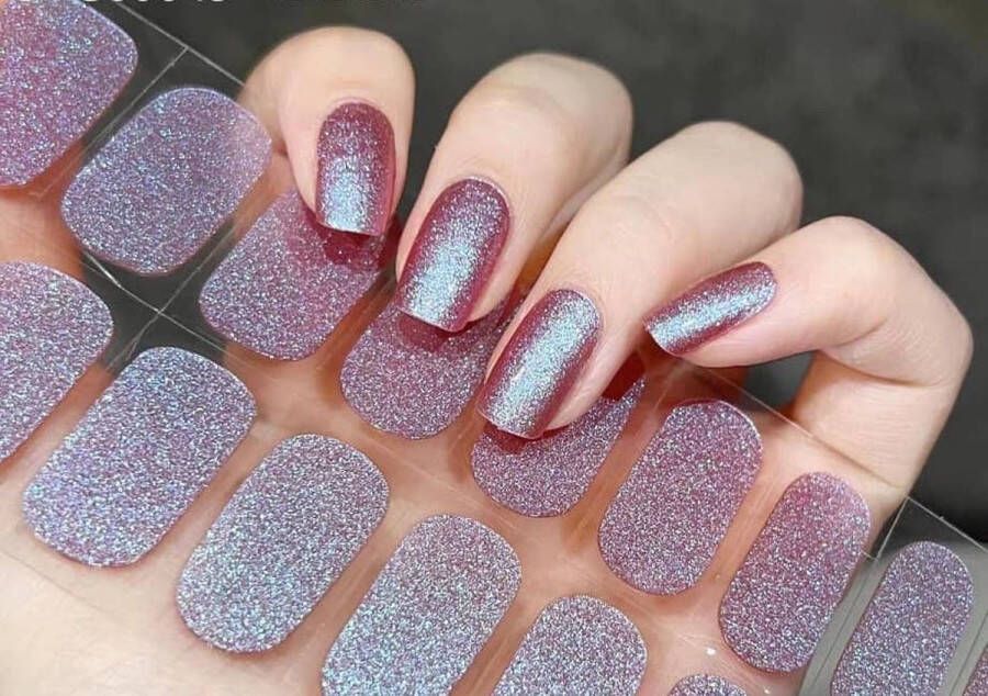 Gel Nail Wraps – Festival Nails Wraps– Gel Nagel Wraps – Gel Nail Stickers – Gel Nagel Folie UV lamp – Shiny Glitter Pink