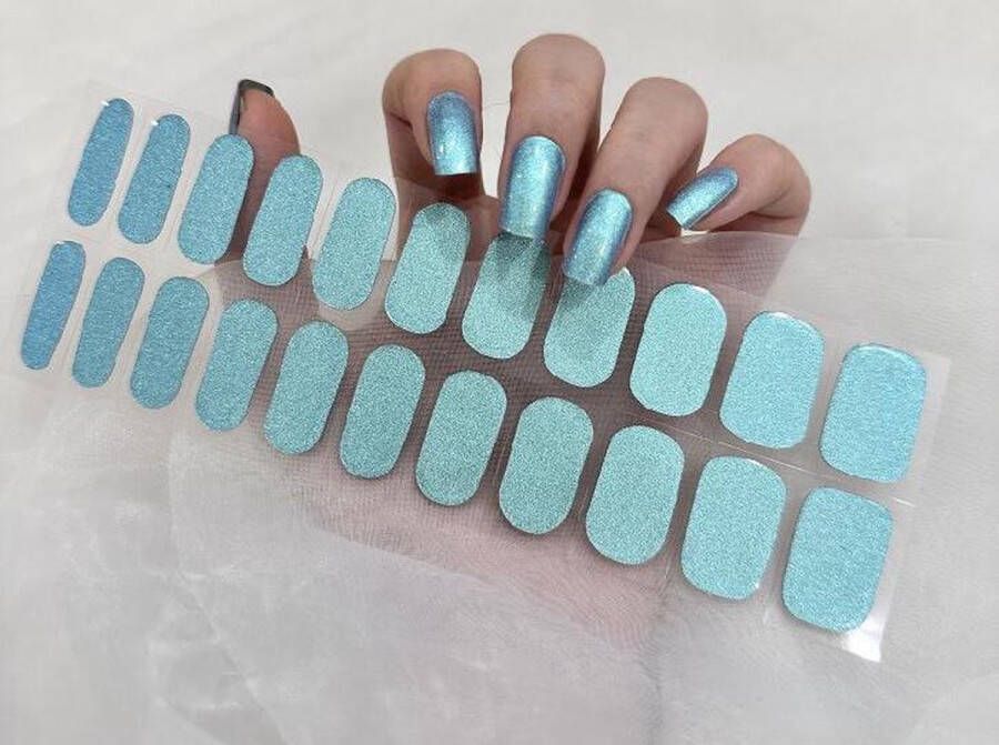Gel Nail Wraps – Festival Nails Wraps– Gel Nagel Wraps – Gel Nail Stickers – Gel Nagel Folie UV lamp – Shiny Glitter Blue