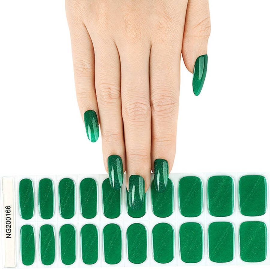 Gel Nail Wraps – Gel Nagel Wraps – Gel Nail Stickers – Gel Nagel Folie UV lamp – Glitter Stripe Green