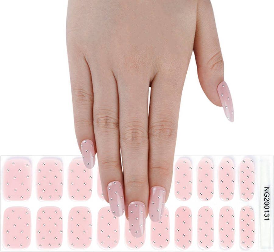 Gel Nail Wraps – Gel Nagel Wraps – Gel Nail Stickers – Gel Nagel Folie UV lamp – Pink with Pearls