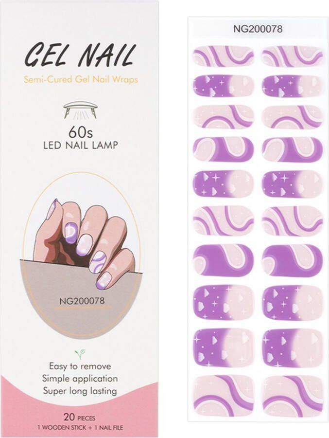 Gel Nail Wraps – Gel Nagel Wraps – Gel Nail Stickers – Gel Nagel Folie UV lamp – Purple Swirl