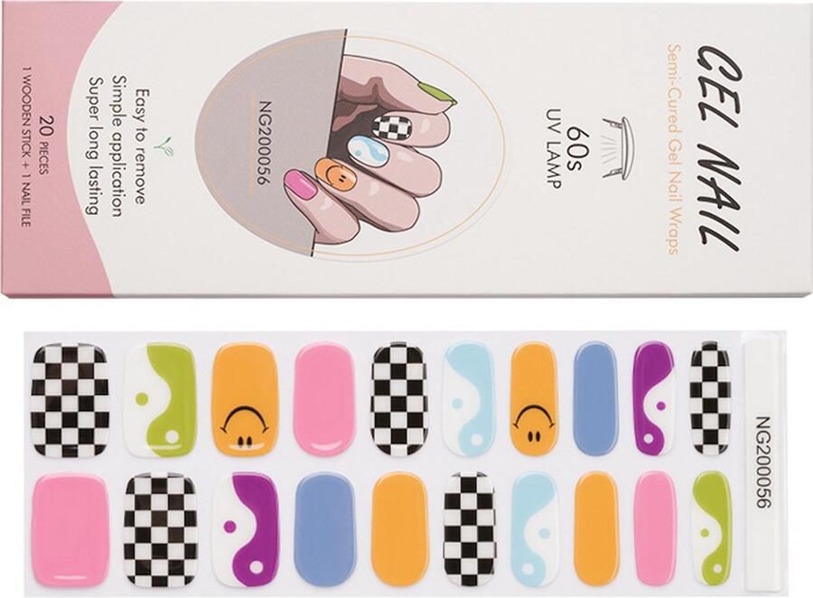 Gel Nail Wraps – Gel Nagel Wraps – Gel Nail Stickers – Gel Nagel Folie UV lamp – Smiley Mix