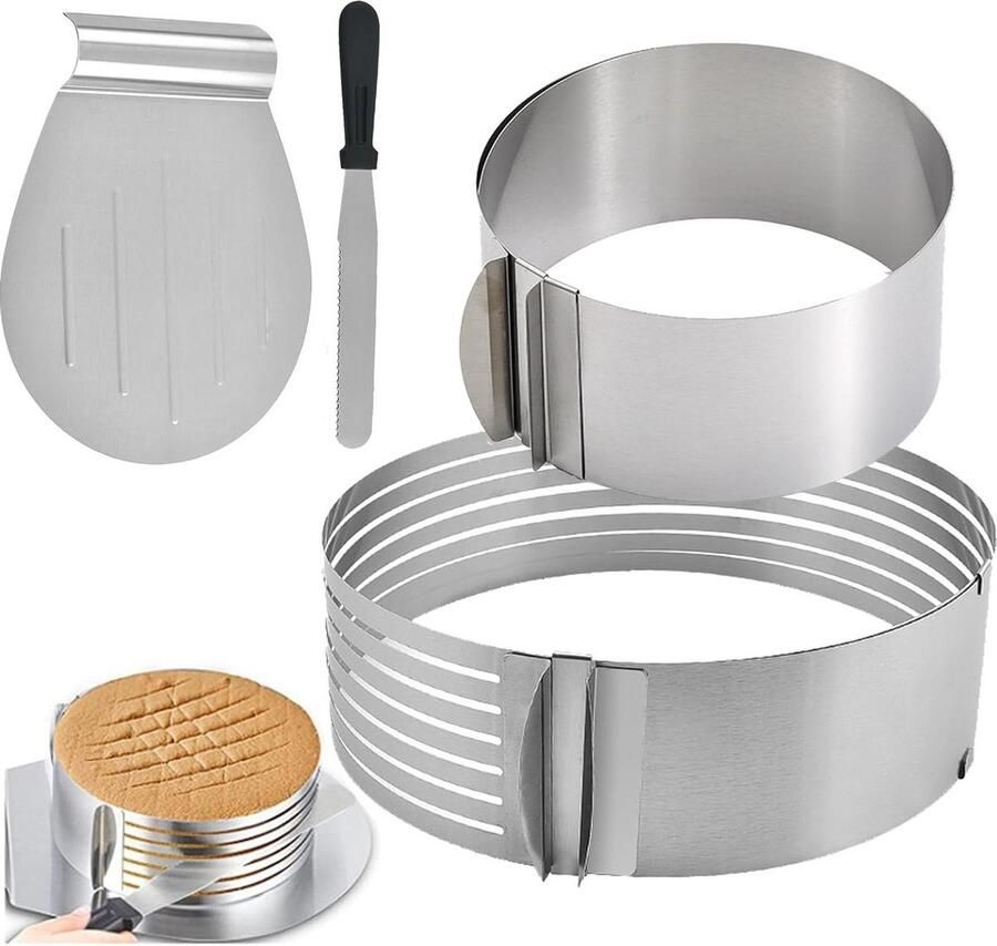 Gelaagde taartring verstelbaar set van 4 roestvrij staal taartaccessoires voor mousse cake dessert aardbeientaart snoep Cake ring