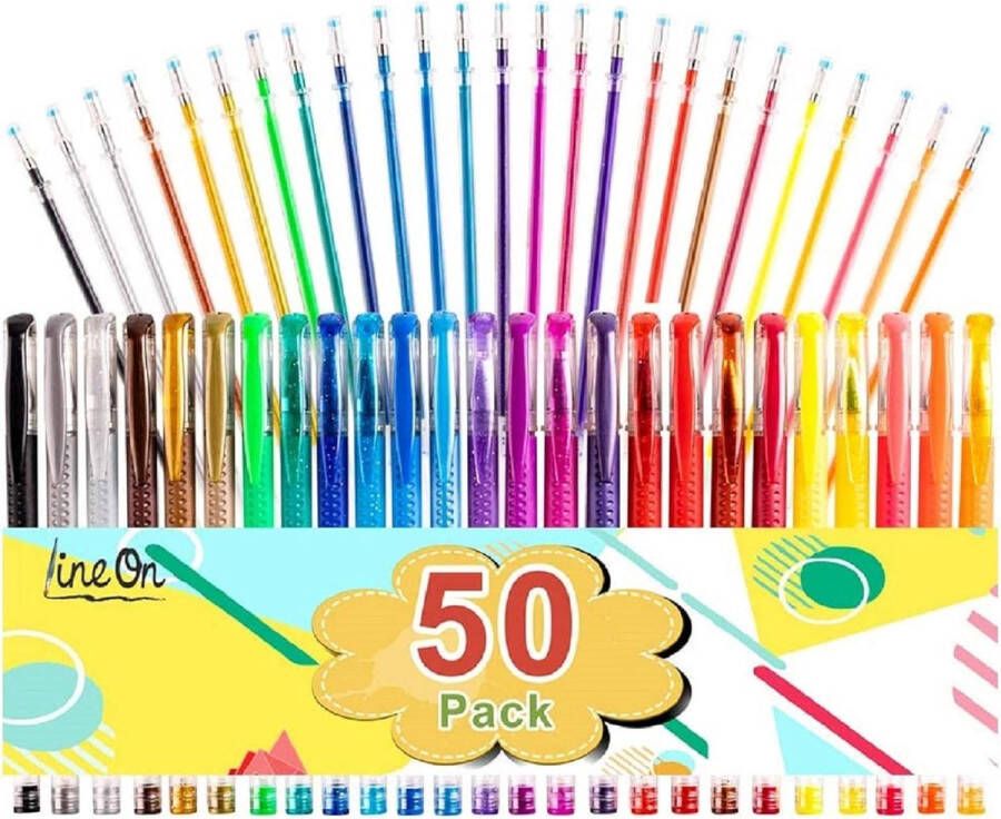 Gelpennen 50 Pack Gel Pen Set 25 Gekleurde Gel Pen met 25 Vullingen voor Volwassenen Kleurboeken Tekenen Doodling Crafts Scrapbooking Journaling