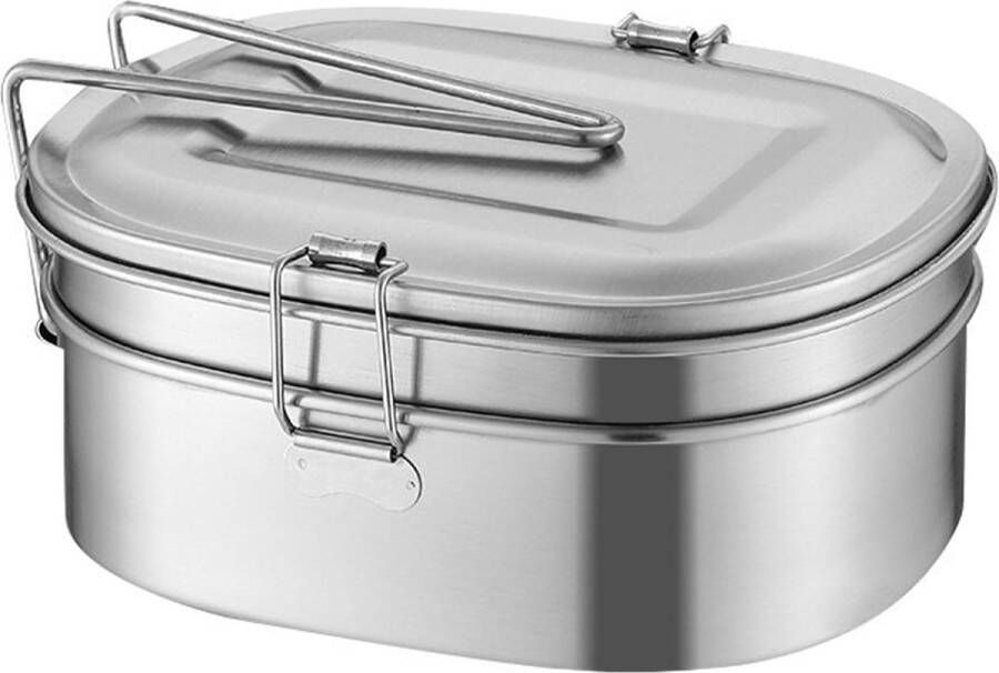 Gemstone Box Selenite Bread Bin for Office School and Outdoor Lunch Box 1550ML Stainless Steel with Divider