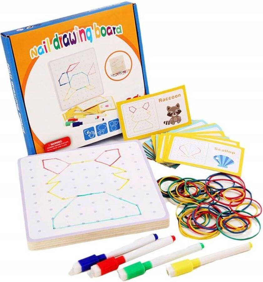 Playos Geobord Elastiekspel Whiteboard Spel Tweezijdig Motoriek Montessori Speelgoed Educatief Speelgoed Sensorisch Speelgoed Geometrische Vormen Tangram Figuren Ruimtelijk Inzicht