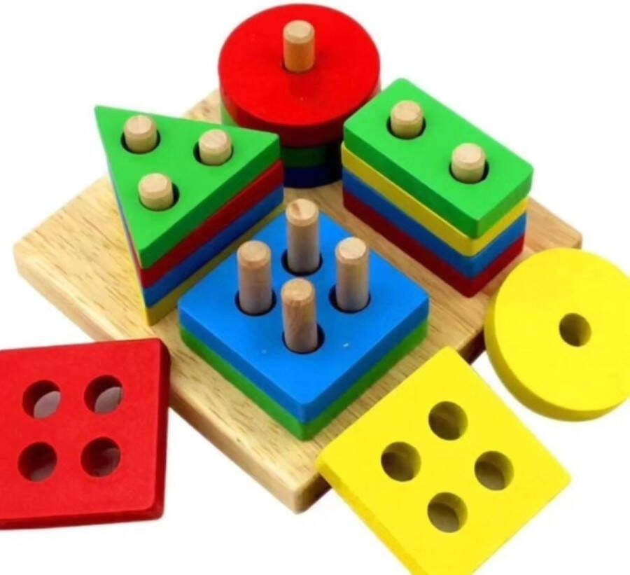 Geometrische Vormen Sorteren Pastel 4 Vormen Vierkant Vormenstoof Houten Stapelspeelgoed Sorteer Speelgoed Montessori Speelgoed Motoriek Sensorisch Speelgoed Sorteren Educatief Speelgoed Houten Puzzel Ontwikkelingsspeelgoed