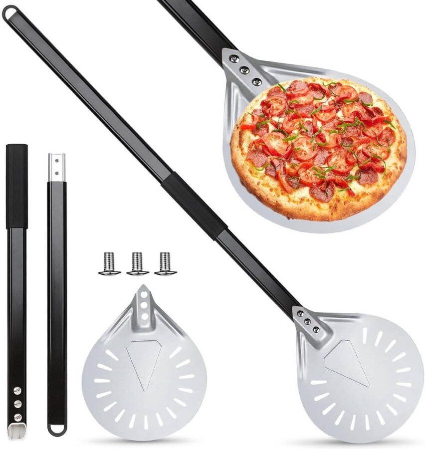 Geperforeerde 8 inch pizzaschep hard geanodiseerd aluminium 80 cm afneembare handgreep pizzaoven