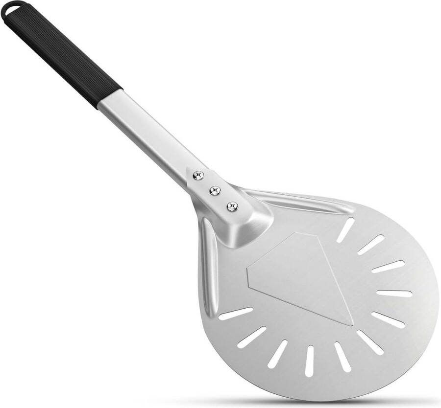 Geperforeerde 9 inch pizzaschep Pizza draaier van aluminium met antislip hittebestendig handvat Pizzaschaal voor zelfgemaakte pizza en brood