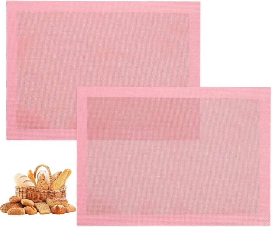 Geperforeerde bakmatten 2 stuks roze eclair siliconen herbruikbare ovenvoeringen brood pizza 11 5 8 x 16 1 2 Sakura Pink