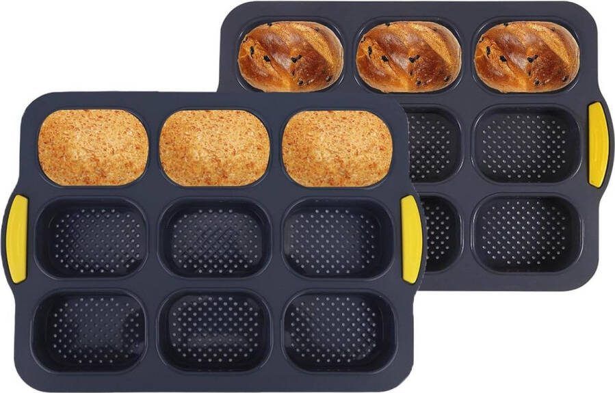 Geperforeerde Bakplaat Voor Mini-Eetstokjes Anti-Aanbaklaag Mini-Stokbrood 9 Roosters 2 Oliepunten Bakken Eetstokjes Brood