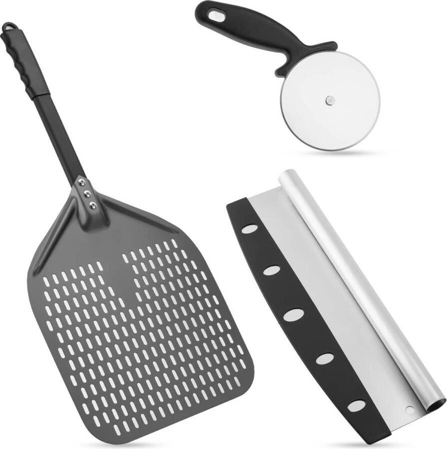 Geperforeerde pizzaschel professionele 30 x 30 cm peddel geanodiseerd aluminium draaischil met afneembaar gelegeerd handvat zelfgemaakte pizza keukenaccessoires Pizzaschep