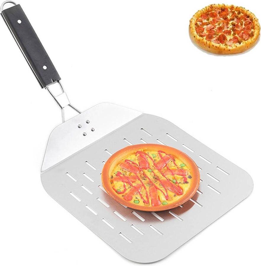 Geperforeerde pizzaschep 30 cm groot oppervlak roestvrij staal pizzasteen opvouwbare anti-verbrandingshandgreep zelfgemaakte pizza broodliefhebbers