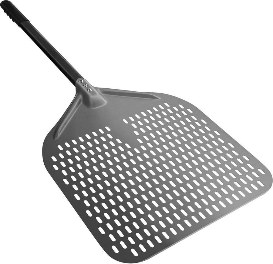 Geperforeerde Pizzaschep van Hard Geanodiseerd Aluminium 88 cm Verlengde Siliconen Handgreep Pizzaschep