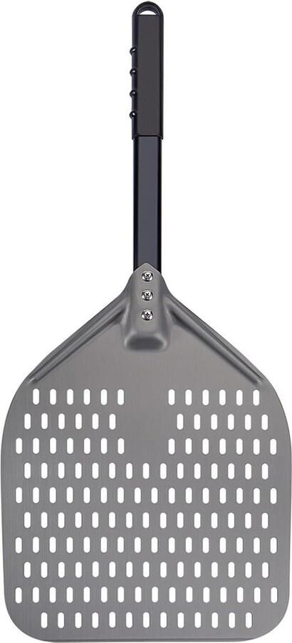 Geperforeerde pizzaschil Harde Geanodiseerde Aluminium Afneembare Handgreep Compacte Opslag 12x14 Inch Pizzaschep