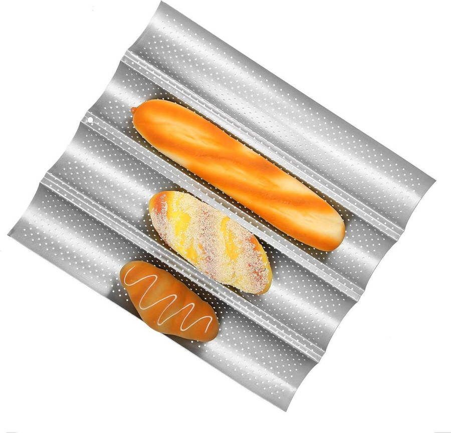 Geperforeerde Rvs Baguette Bakplaat Niet-klevend Voor Franse Baguettes 4 en 3 Golven Broodbakvorm