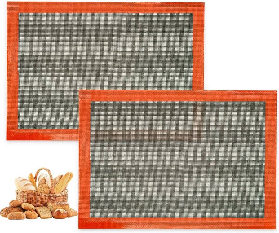Geperforeerde siliconen bakmatten voor halve plaat herbruikbare ovenvoeringen set van 2 voor brood pizza gebak koekje 11-5 8 x 16-1 2 inch