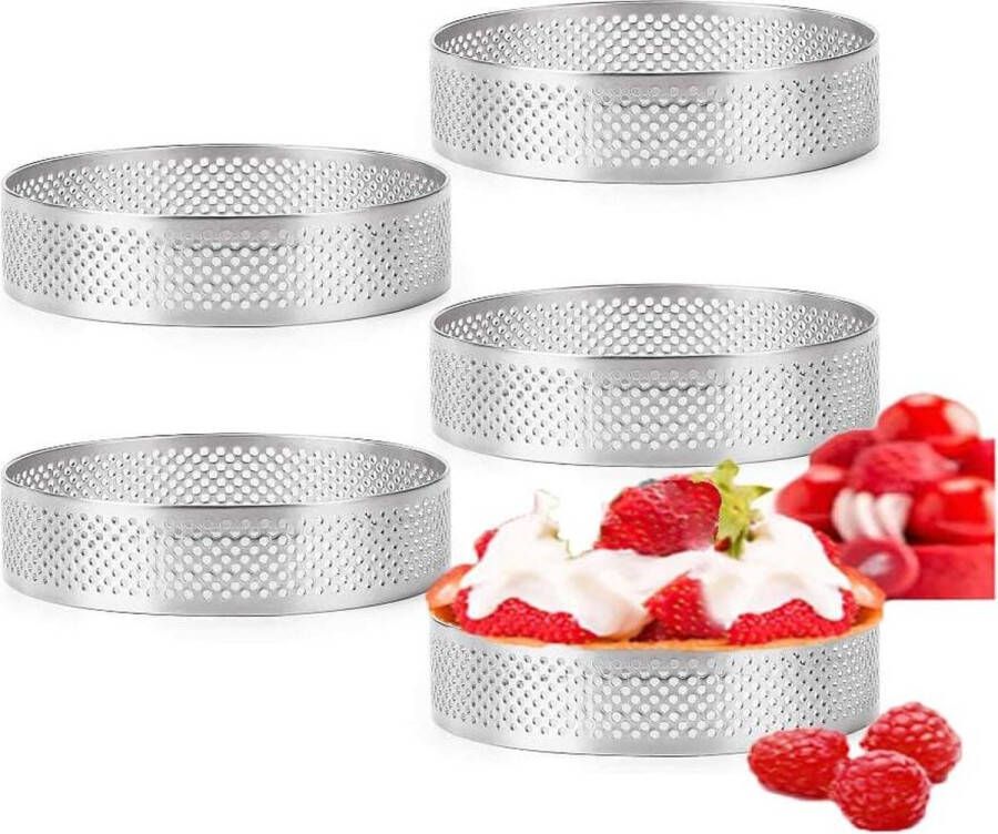 Geperforeerde taartring rond cakevorm mousse ring quiche cirkelringen fruit-taart-korst doe-het-zelf bakken tartelette vormen