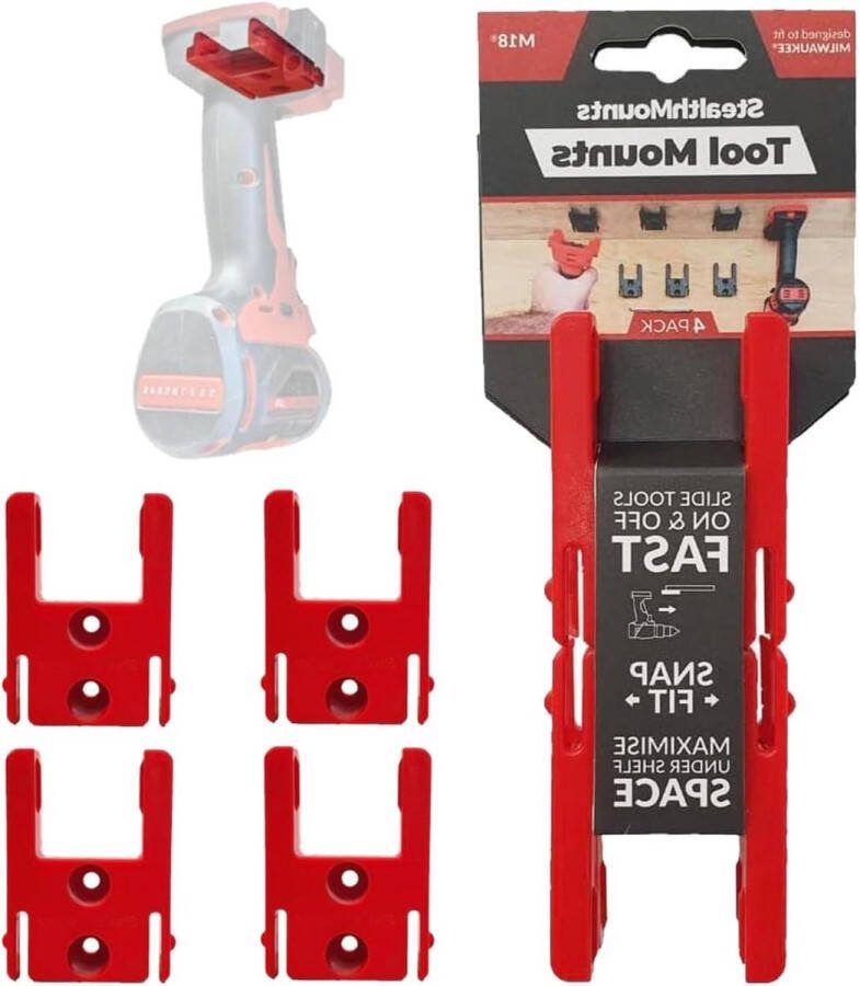 Gereedschapshouder met vergrendeling 4 stuks Tool Organizer voor Milwaukee M18 Mount Gereedschapsopslag Boorhouder M18