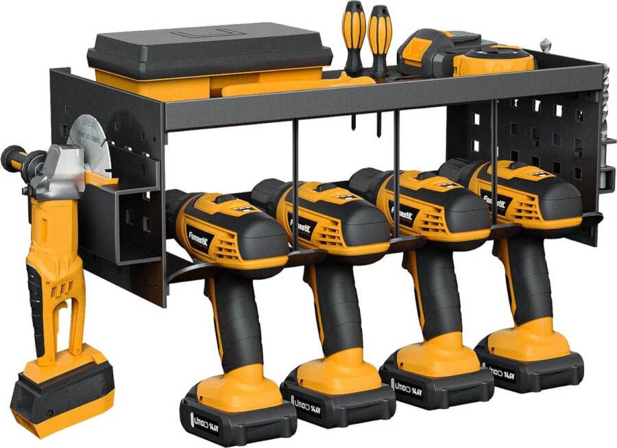 Gereedschapsopslag voor wandmontage Batterij Hamerboor 4 sleuven Heavy-duty elektrische boor Wandgemonteerd opbergrek Schroevendraaier Organisatie Gereedschapshouder Gereedschapsrek