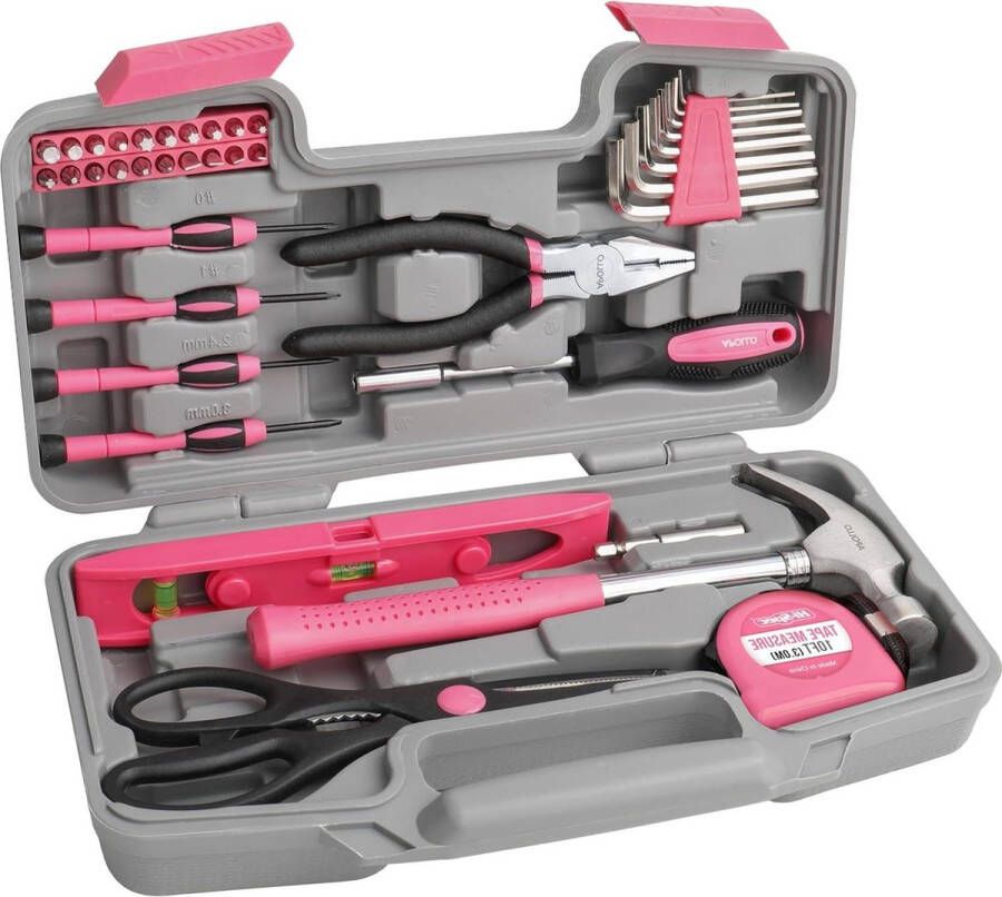 Gereedschapsset Thuis Apollo Roze Dames Set 39 Handgereedschappen Geweldig Geschenk Gereedschapskoffer