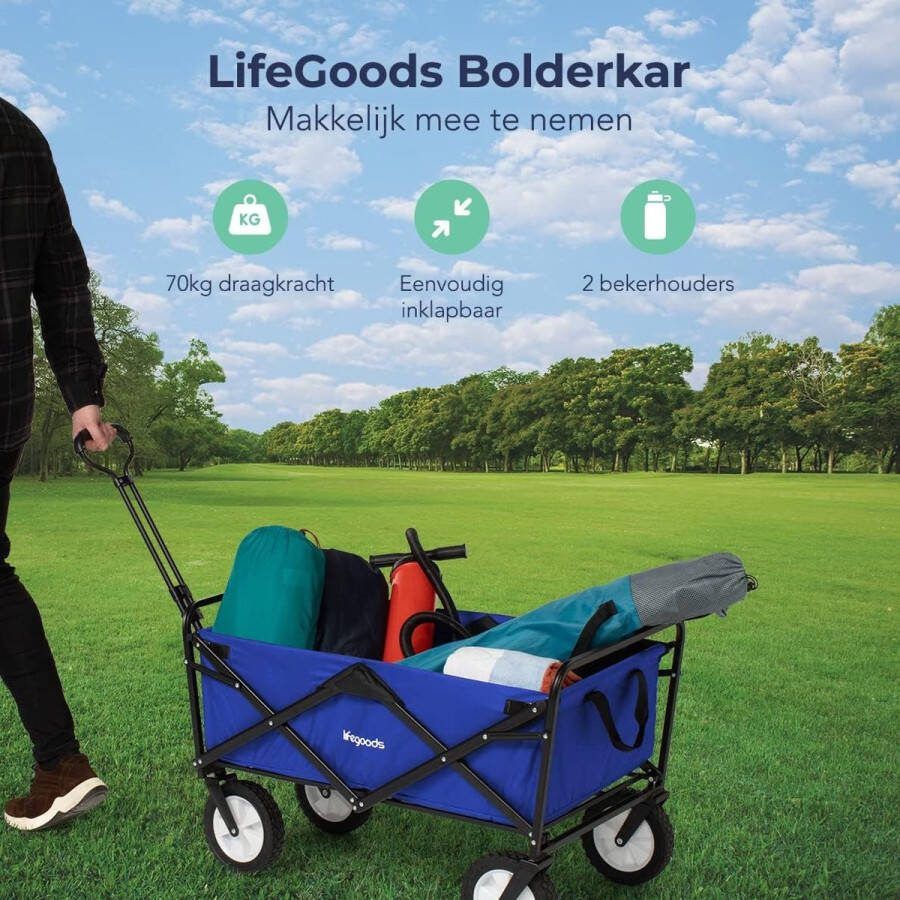 Gereedschapswagen met voorwielrem tot 100 kg draagkracht Bolderkar 80 kg