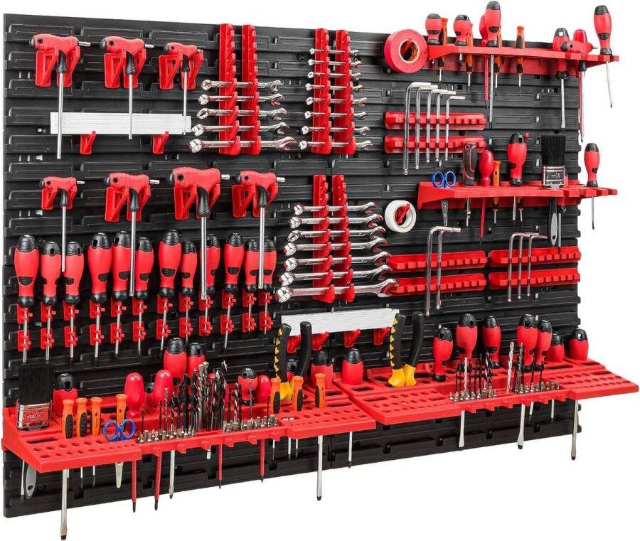 Gereedschapswand 1152 x 780 mm met opslagsysteem voor gereedschapshouders wandrek werkplaatsplank professioneel gereedschapssysteem