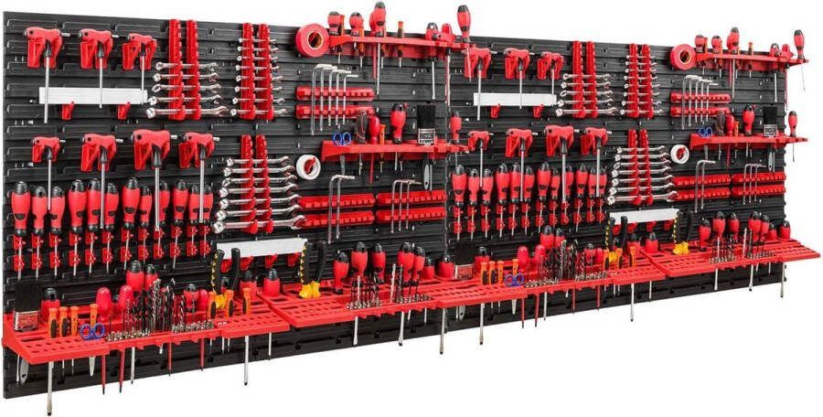 Gereedschapswand 2304 x 780 mm set opslagsysteem wandrek werkplaatsplank met 116 gereedschapshouders Gereedschapswand