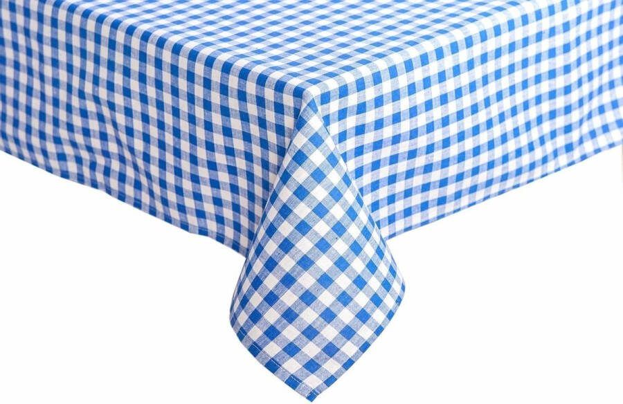 Geruite tafelkleden Landhaus stijl 100% katoen blauw-wit 130 x 250 cm
