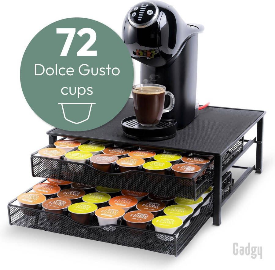 Geschikt voor Dolce Gusto Capsulehouders Koffiecups Houder met 2 Lades 72 Dolce Gusto Cups Capsulehouder Antislip & Trilling Dempend