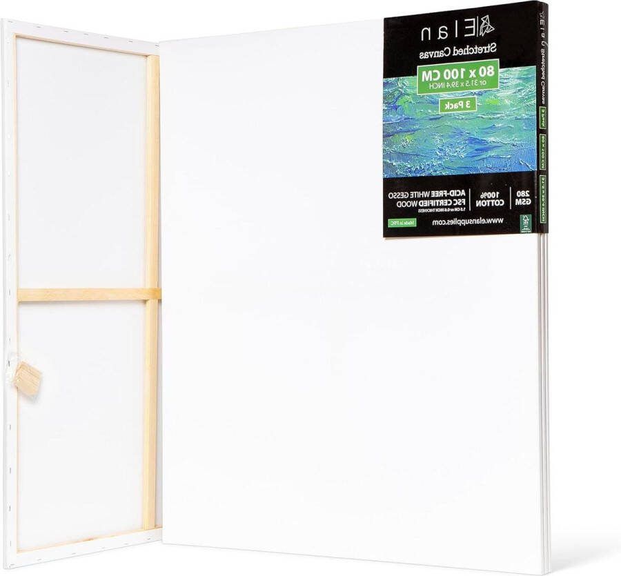 Gespannen schildersdoeken 80x100 CM 3-Pack blanco schilderscanvas bulk voor volwassenen schilderscanvas voor het schilderen kunstcanvas groot formaat schildersdoek groot