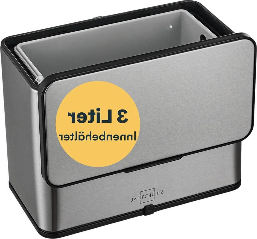 Geurarme compostemmer voor de keuken 3L roestvrij staal deksel actieve koolfilter vaatwasmachinebestendig