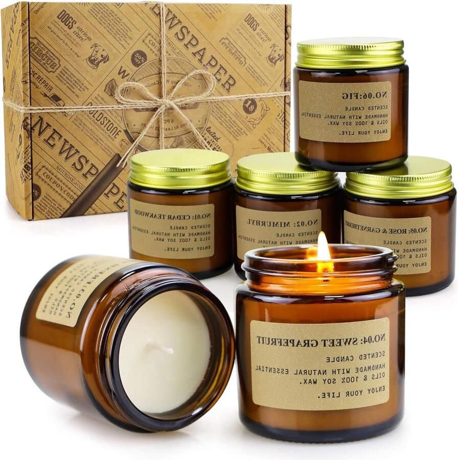 Geurkaarsen cadeauset voor dames 6 stuks 100 grams kaarsen 150 uur brandende waskaarsen aromatherapiekaarsen stressbestrijding verjaardagen bruiloften kerstcadeaus yoga bad